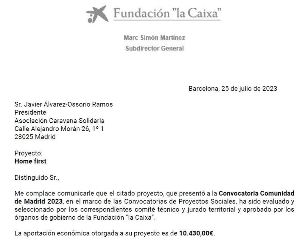 Ayuda de Fundación la Caixa
