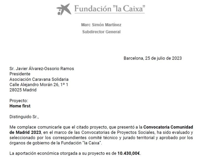 Ayuda de Fundación la Caixa