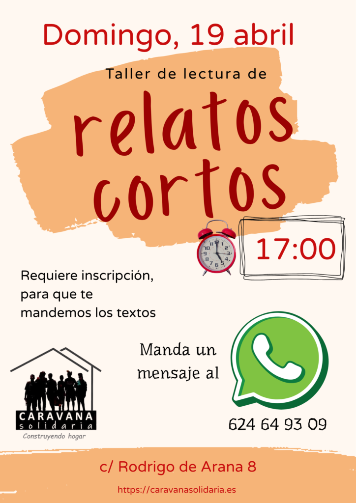 Cartel de anuncio del taller de lectura de relatos cortos