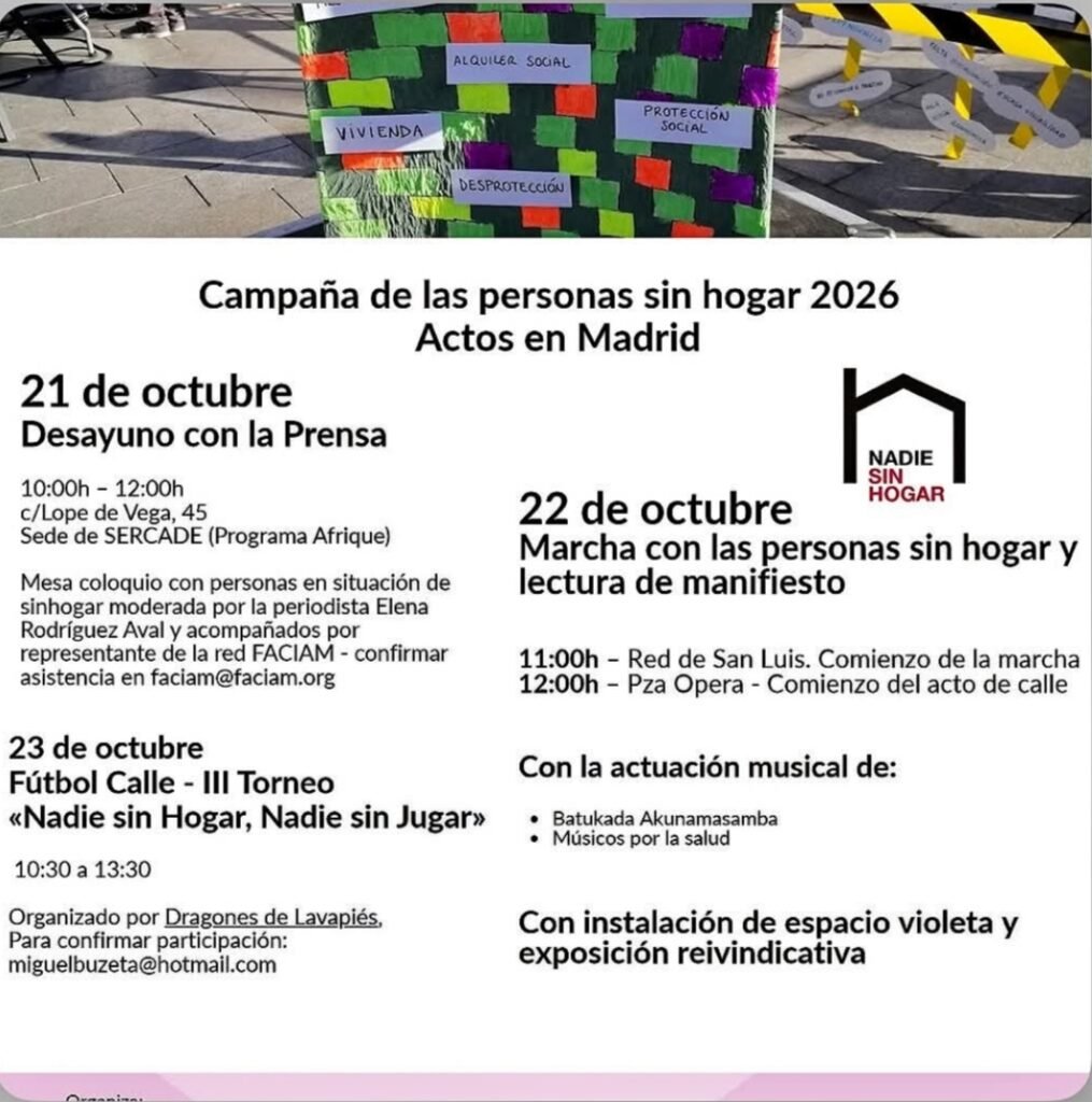 Actos campaña nadie sin hogar 2026
